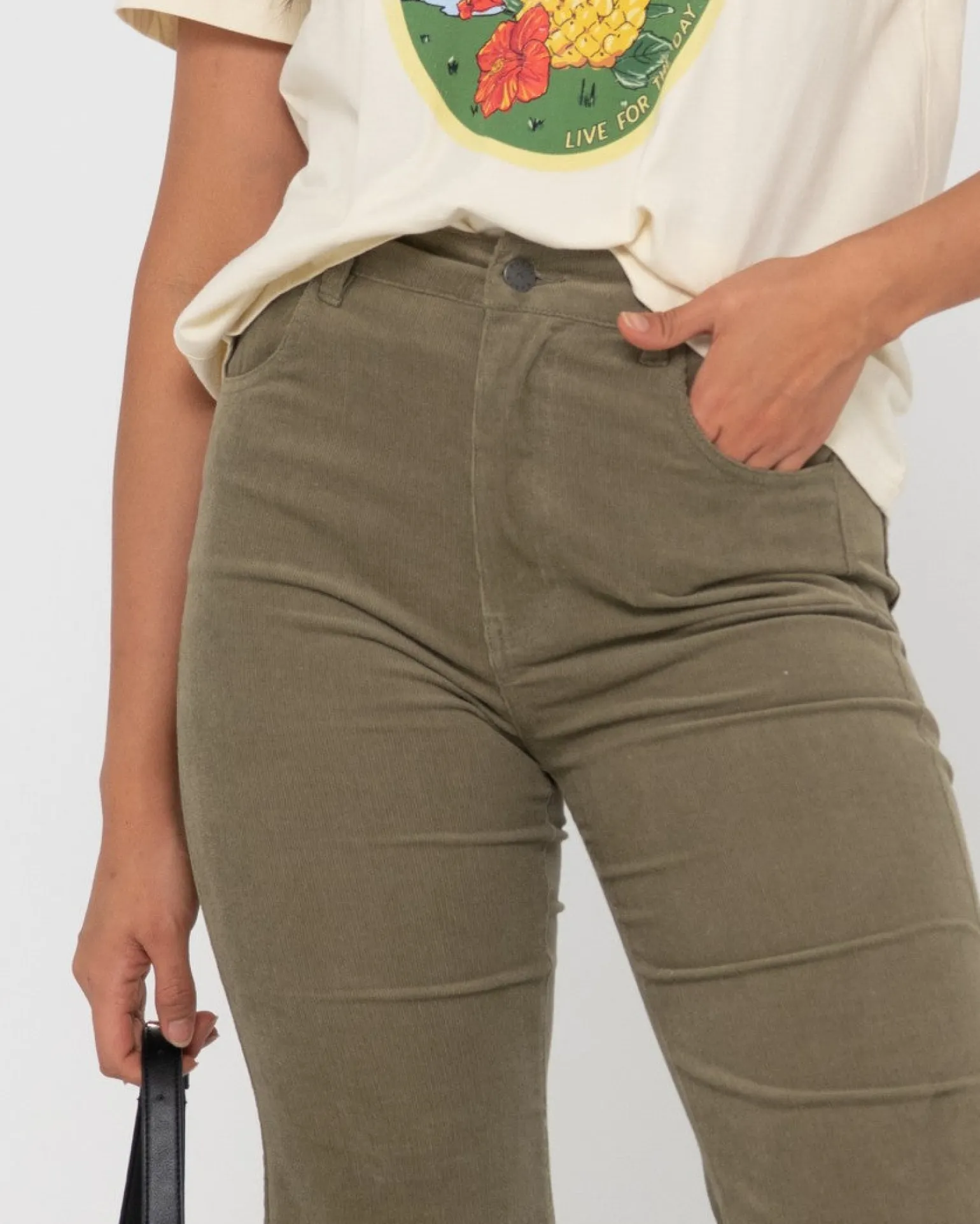 High Waisted Flare Cord Pant | Rusty Hot