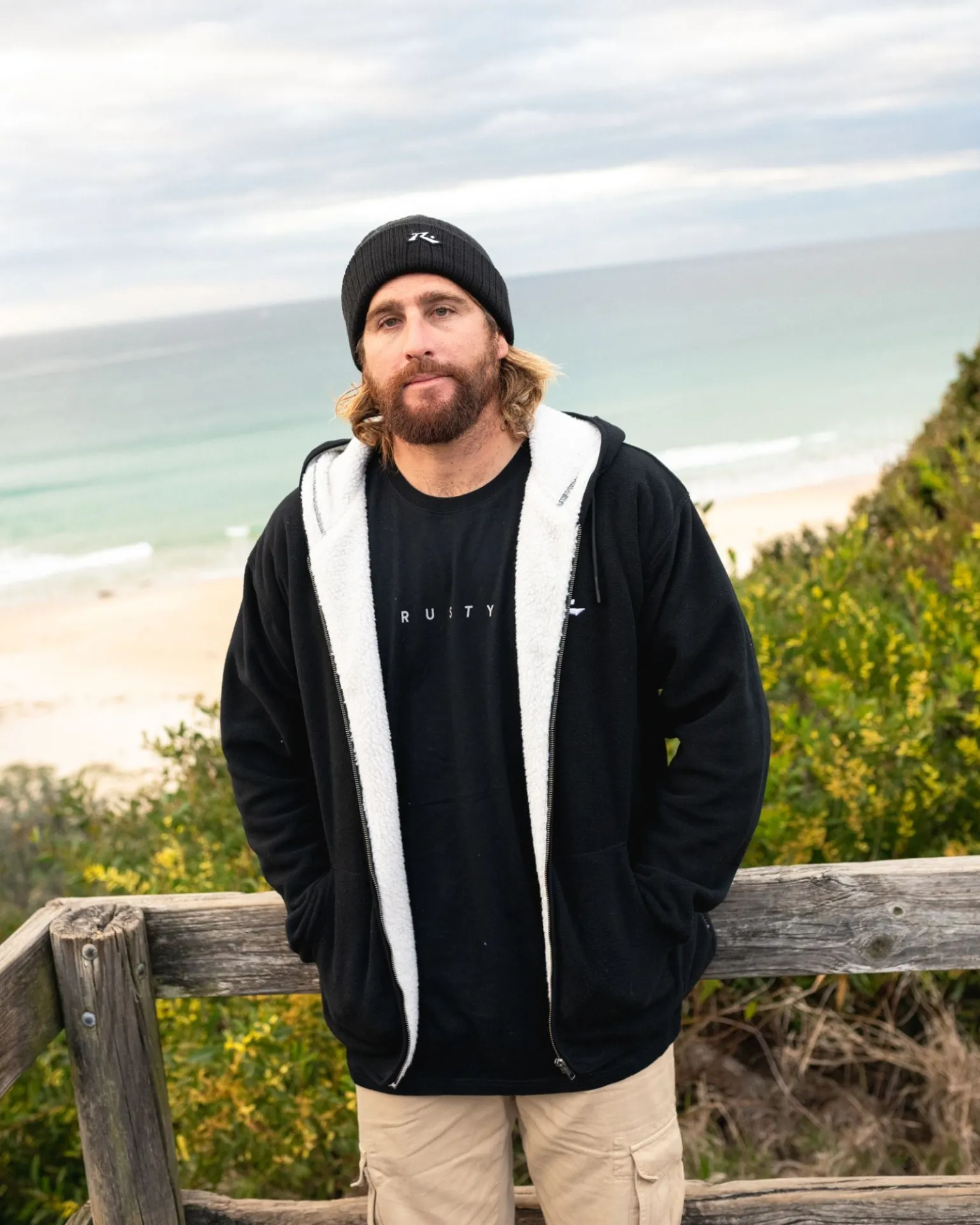 In Line Sherpa Zip Up Polar Fleece | Rusty Cheap