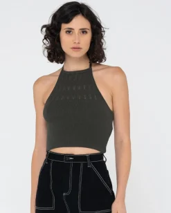 Laura Halter Crop Knit Top | Rusty Hot