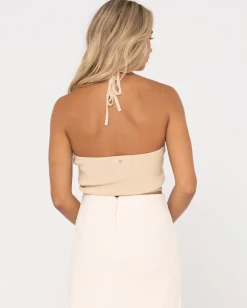 Laura Halter Crop Knit Top | Rusty Flash Sale