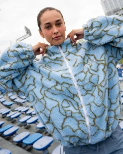Low Tides Printed Zip Through Sherpa Fleece | Rusty Flash Sale