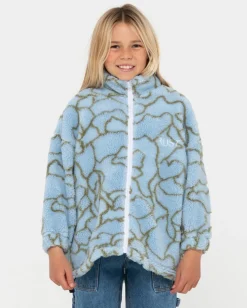 Low Tides Zip Through Sherpa Fleece Girl | Rusty Cheap