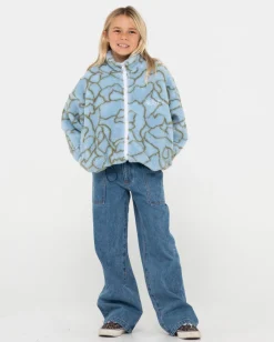 Low Tides Zip Through Sherpa Fleece Girl | Rusty Cheap