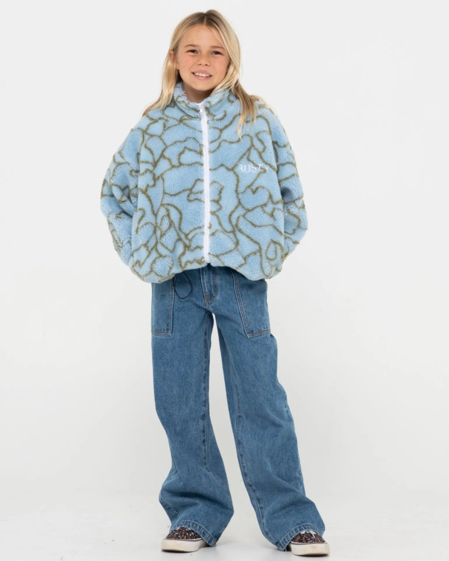Low Tides Zip Through Sherpa Fleece Girl | Rusty Cheap