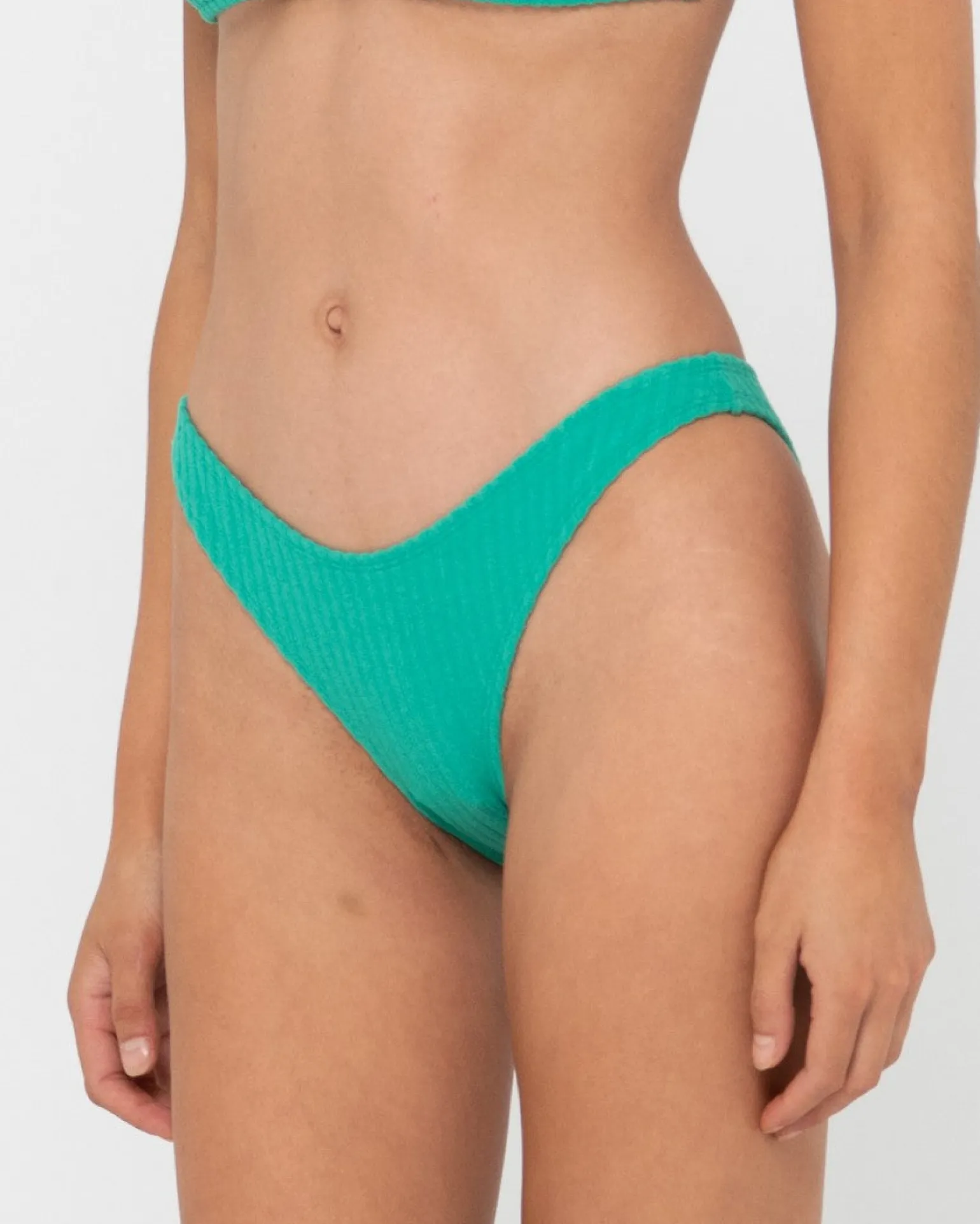 Lucky Rib Towelling Midi Bikini Bottom | Rusty Store