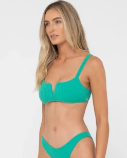 Lucky Rib Towelling V Neck Bralette Bikini Top | Rusty Online