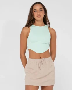 Lucy Curved Crop Tank Top | Rusty Discount