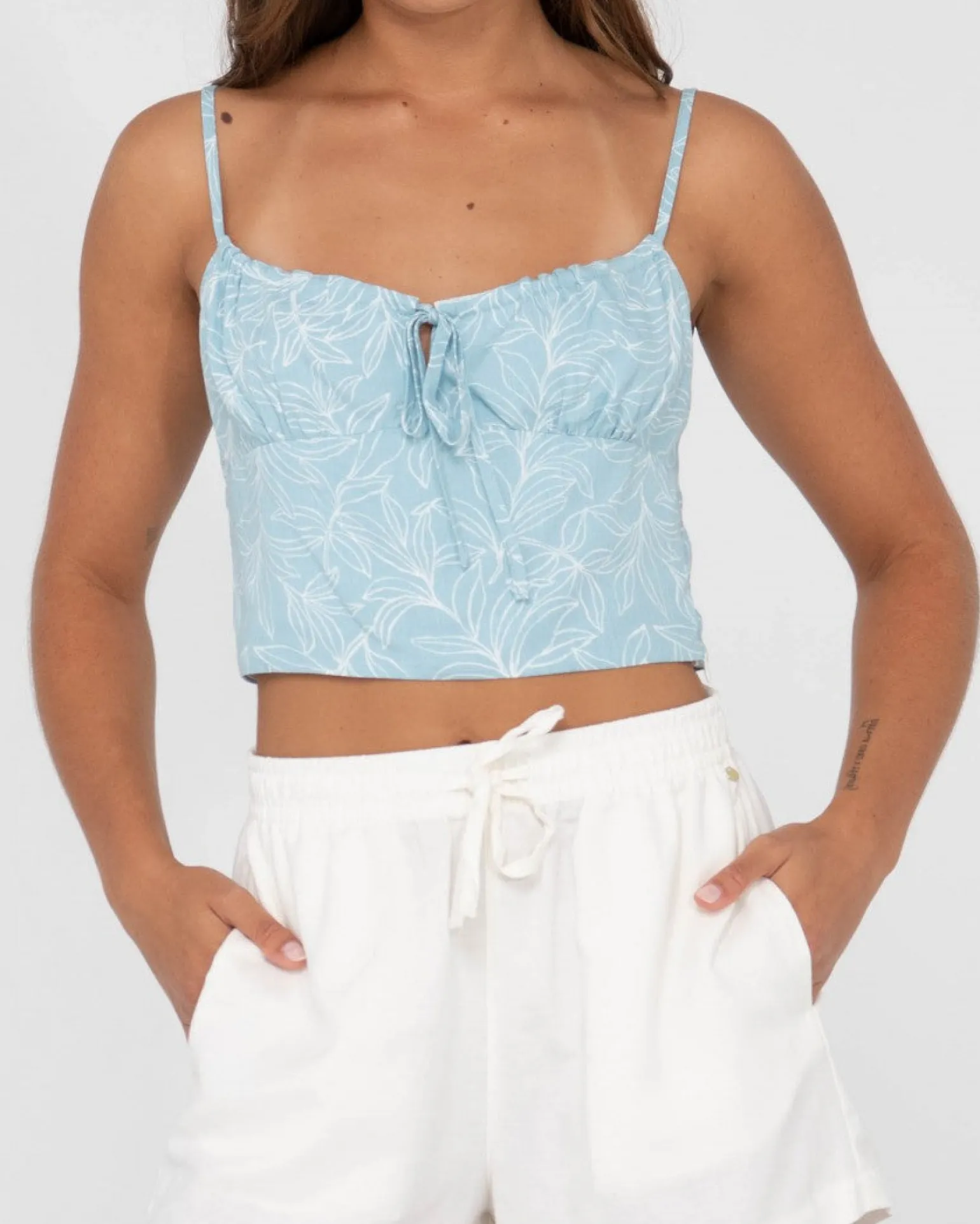 Maia Printed Cropped Cami Top | Rusty Clearance