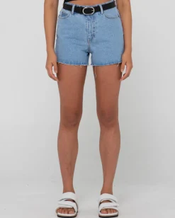 Malta High Waisted Frayed Denim Short | Rusty Fashion
