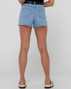 Malta High Waisted Frayed Denim Short | Rusty Hot