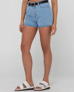 Malta High Waisted Frayed Denim Short | Rusty Hot