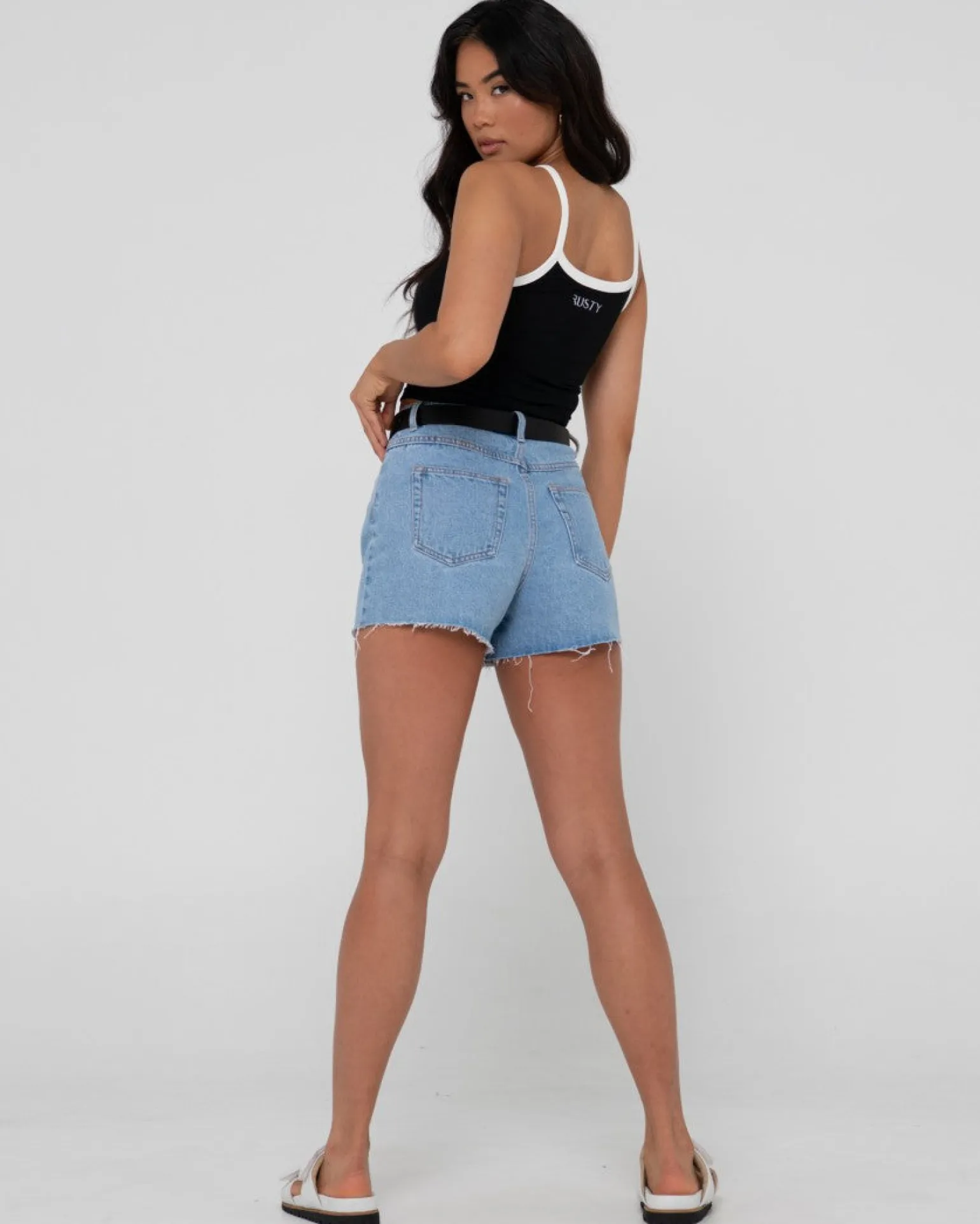 Malta High Waisted Frayed Denim Short | Rusty Fashion