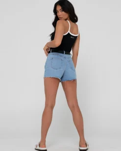 Malta High Waisted Frayed Denim Short | Rusty Hot