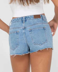 Malta Low Rise Frayed Denim Short | Rusty Online