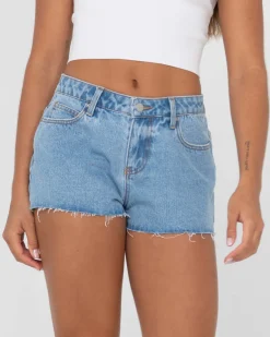 Malta Low Rise Frayed Denim Short | Rusty Online