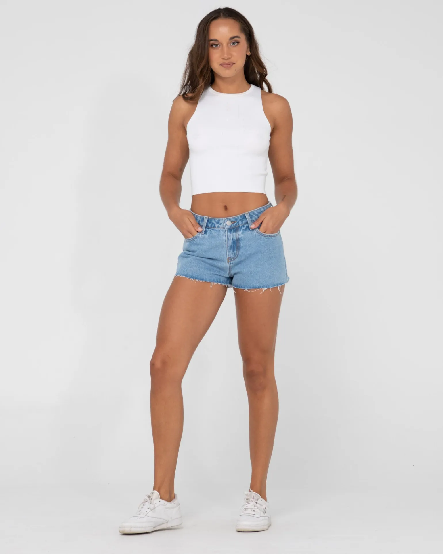 Malta Low Rise Frayed Denim Short | Rusty Hot