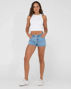 Malta Low Rise Frayed Denim Short | Rusty Online