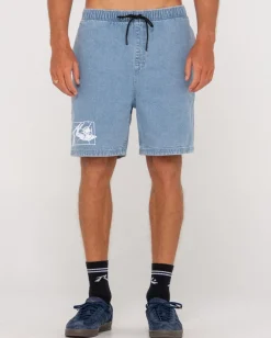 Manila Folder Vintage Wash Denim Elastic Short | Rusty Sale