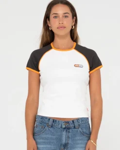 Mojo Dojo Ribbed Raglan Tee | Rusty Store