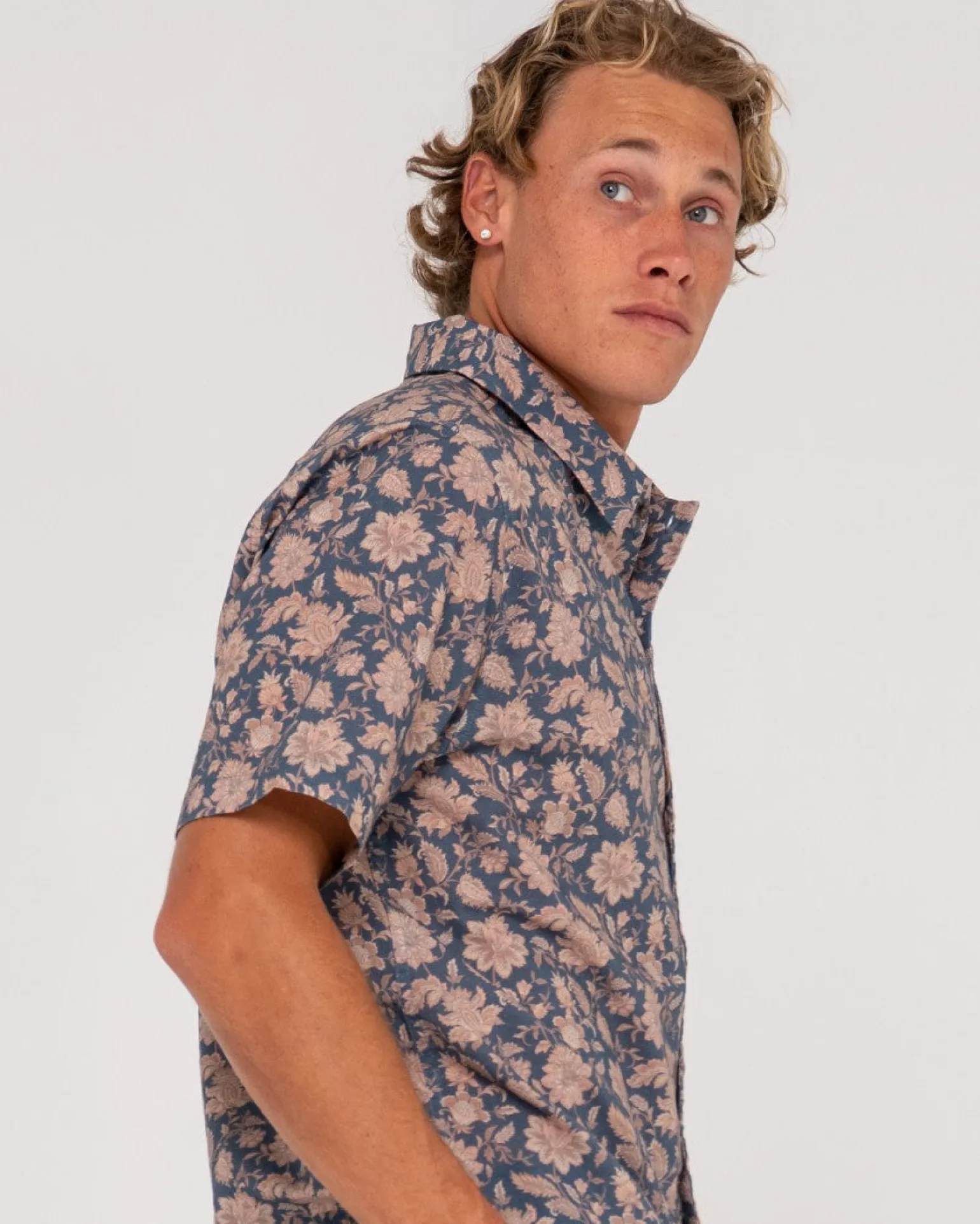 Mosaic Ramie Relaxed Fit Short Sleeve Shirt | Rusty Clearance