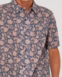 Mosaic Ramie Relaxed Fit Short Sleeve Shirt | Rusty Clearance