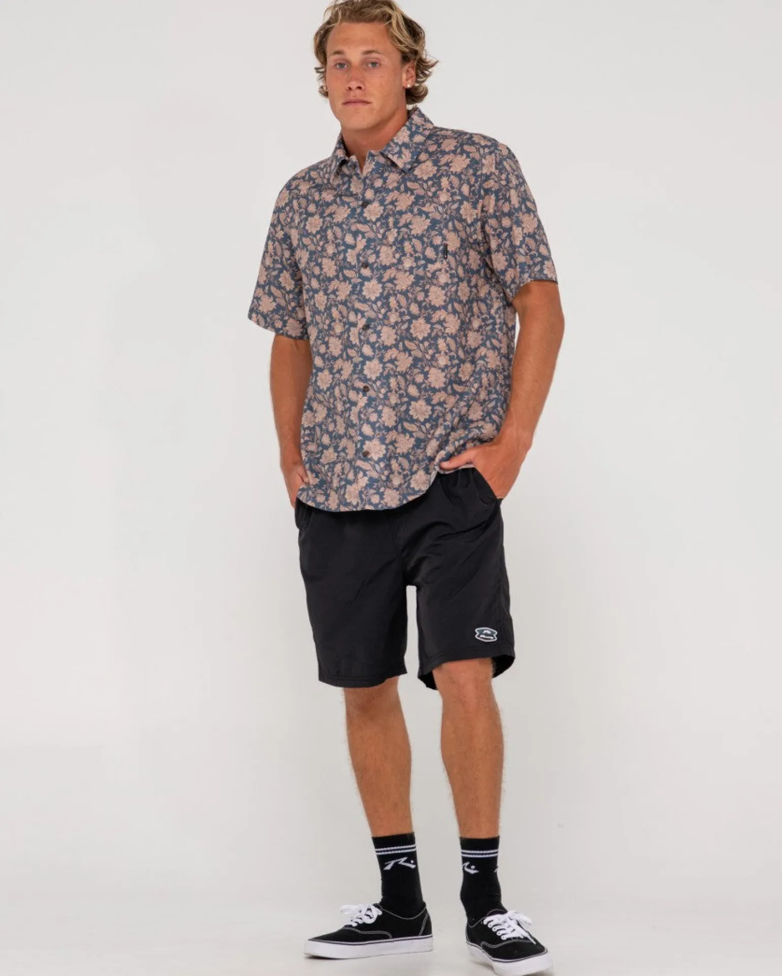 Mosaic Ramie Relaxed Fit Short Sleeve Shirt | Rusty Clearance