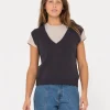 Nero Sleeveless Vee Neck Knit Vest | Rusty Hot