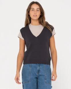 Nero Sleeveless Vee Neck Knit Vest | Rusty Hot