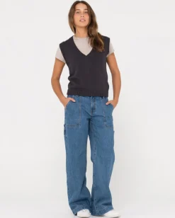 Nero Sleeveless Vee Neck Knit Vest | Rusty Hot