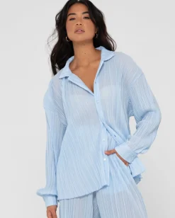 Nissi Long Sleeve Pleated Shirt | Rusty Sale