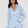 Nissi Long Sleeve Pleated Shirt | Rusty Cheap