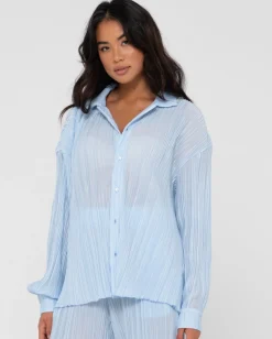 Nissi Long Sleeve Pleated Shirt | Rusty Sale