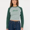 Norty Long Sleeve Raglan Baby Tee | Rusty Cheap