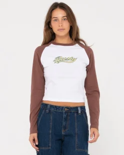 Norty Long Sleeve Raglan Baby Tee | Rusty Best