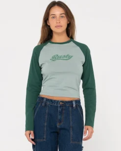 Norty Long Sleeve Raglan Baby Tee | Rusty Outlet