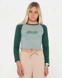 Norty Long Sleeve Raglan Baby Tee Girls | Rusty Cheap