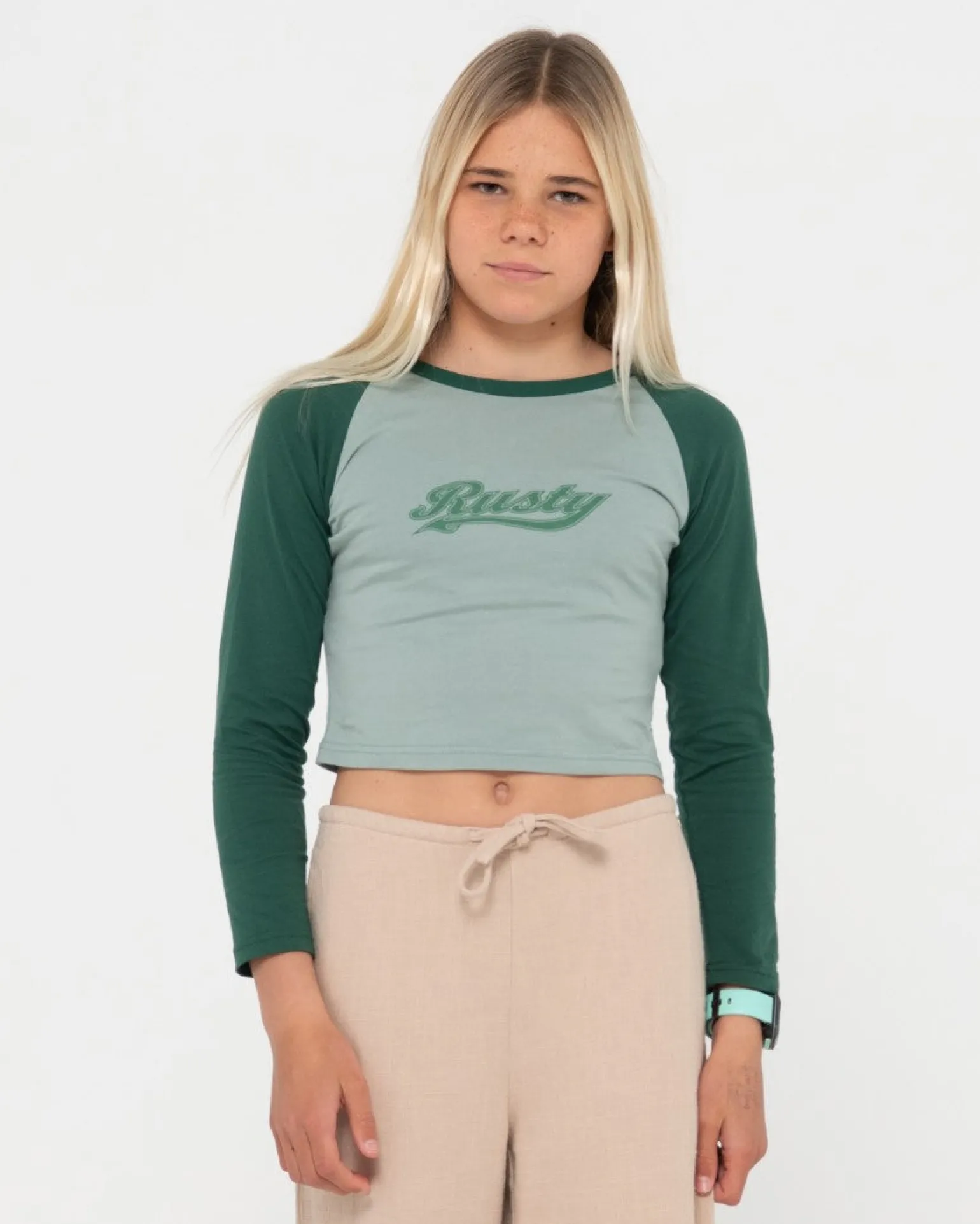 Norty Long Sleeve Raglan Baby Tee Girls | Rusty Cheap