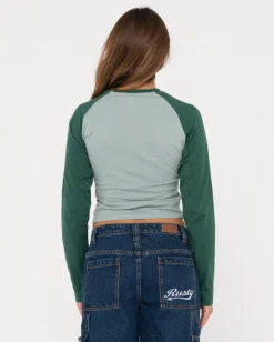 Norty Long Sleeve Raglan Baby Tee | Rusty Outlet