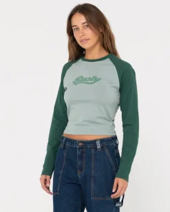 Norty Long Sleeve Raglan Baby Tee | Rusty Cheap