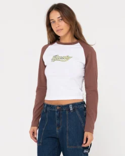 Norty Long Sleeve Raglan Baby Tee | Rusty Best Sale