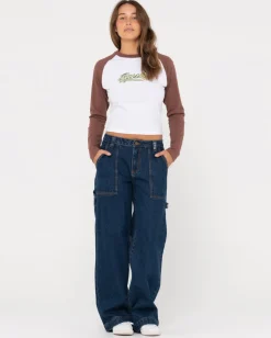 Norty Long Sleeve Raglan Baby Tee | Rusty Best Sale