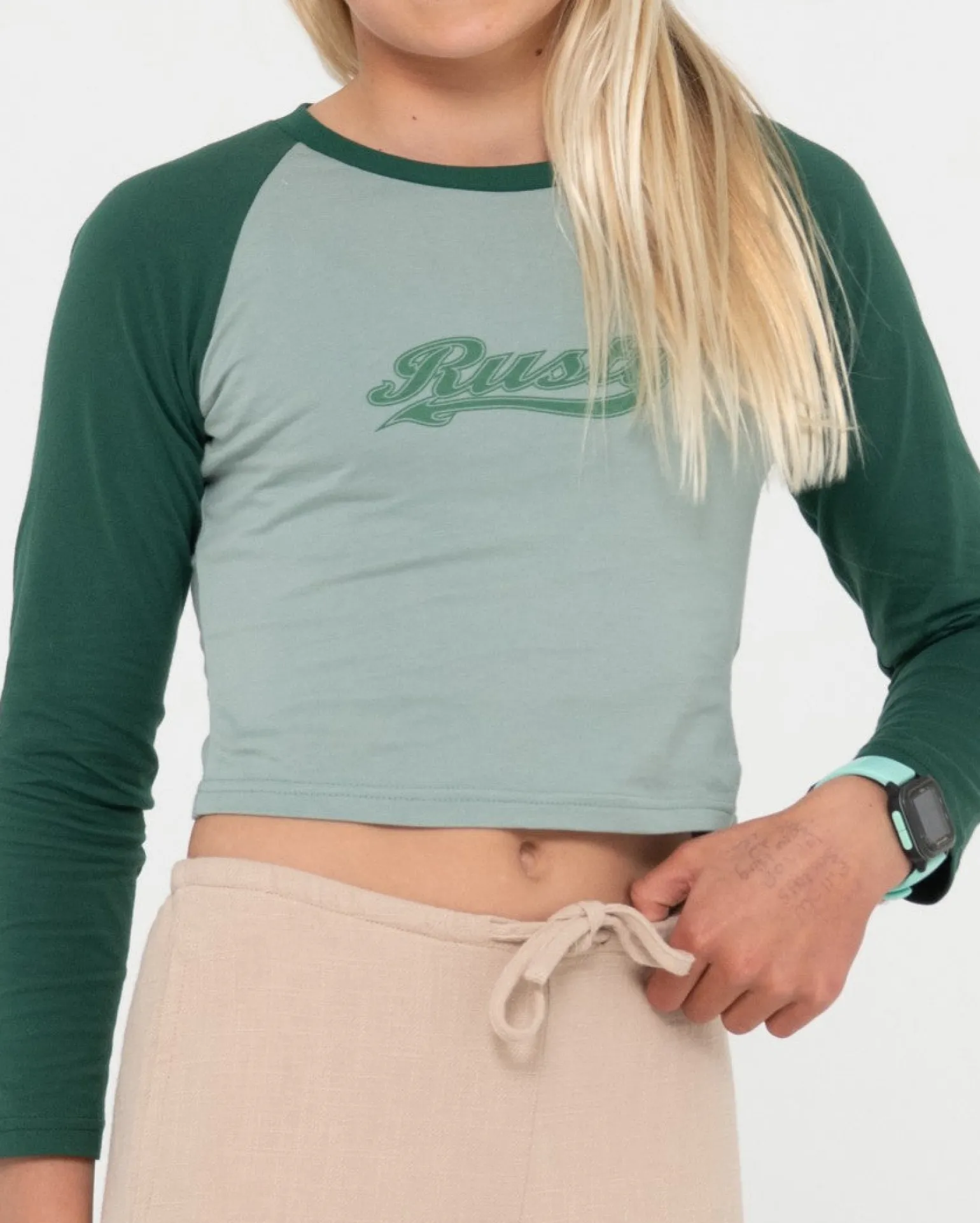 Norty Long Sleeve Raglan Baby Tee Girls | Rusty Cheap