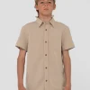 Overtone Short Sleeve Linen Shirt Boys | Rusty Flash Sale