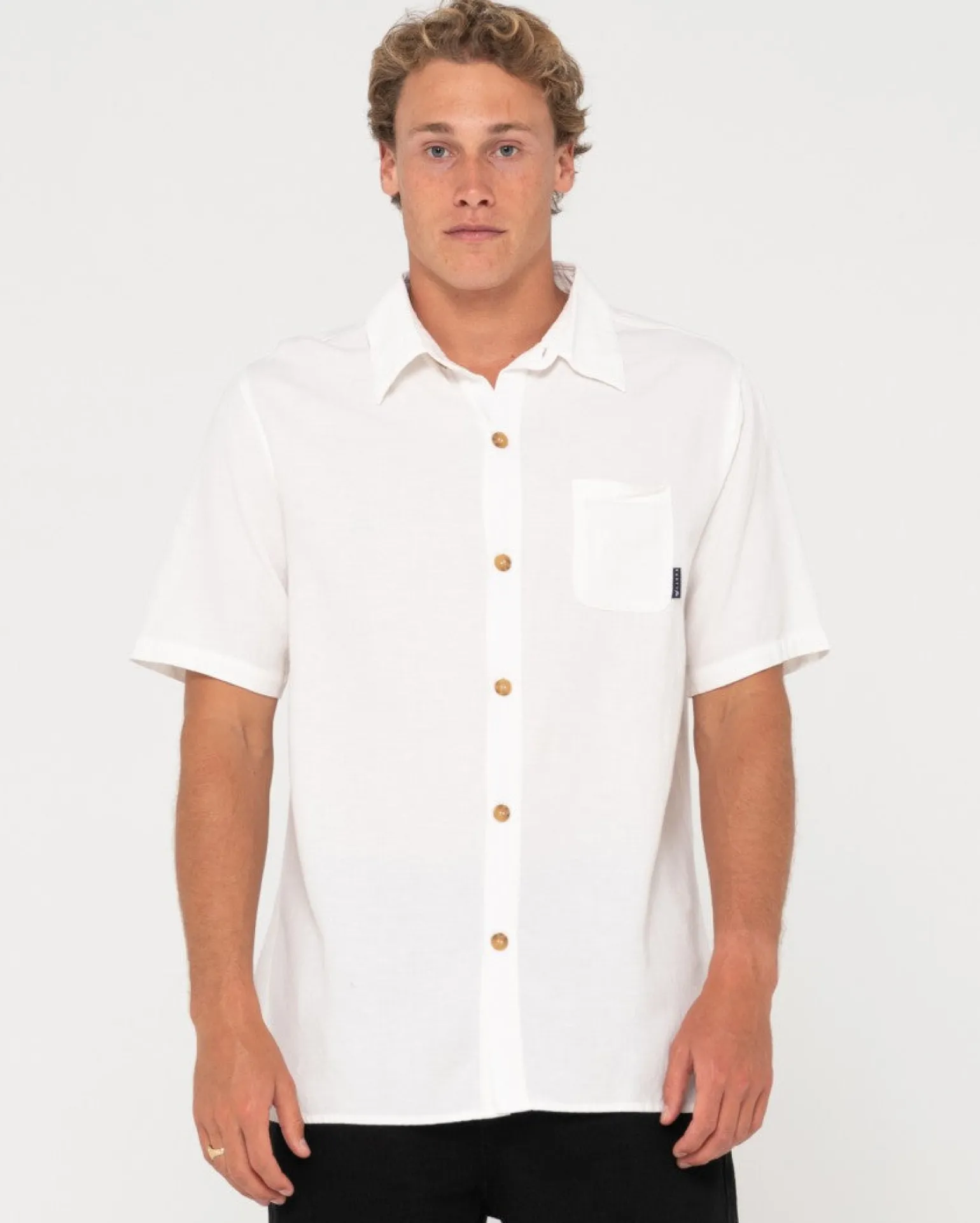 Overtone Short Sleeve Linen Shirt | Rusty Best