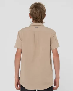 Overtone Short Sleeve Linen Shirt Boys | Rusty Flash Sale