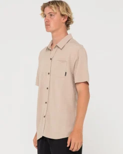 Overtone Short Sleeve Linen Shirt | Rusty Sale