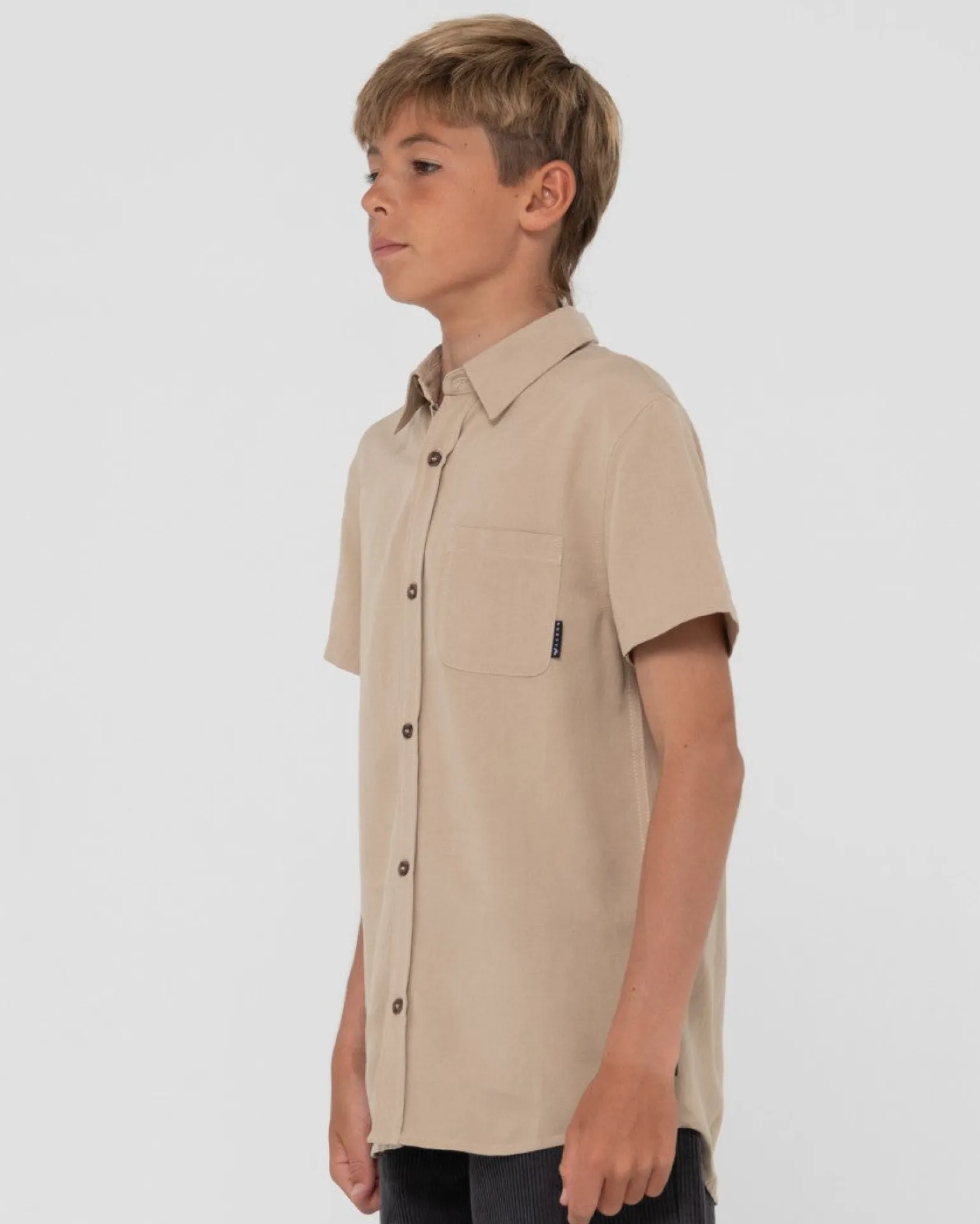 Overtone Short Sleeve Linen Shirt Boys | Rusty Flash Sale