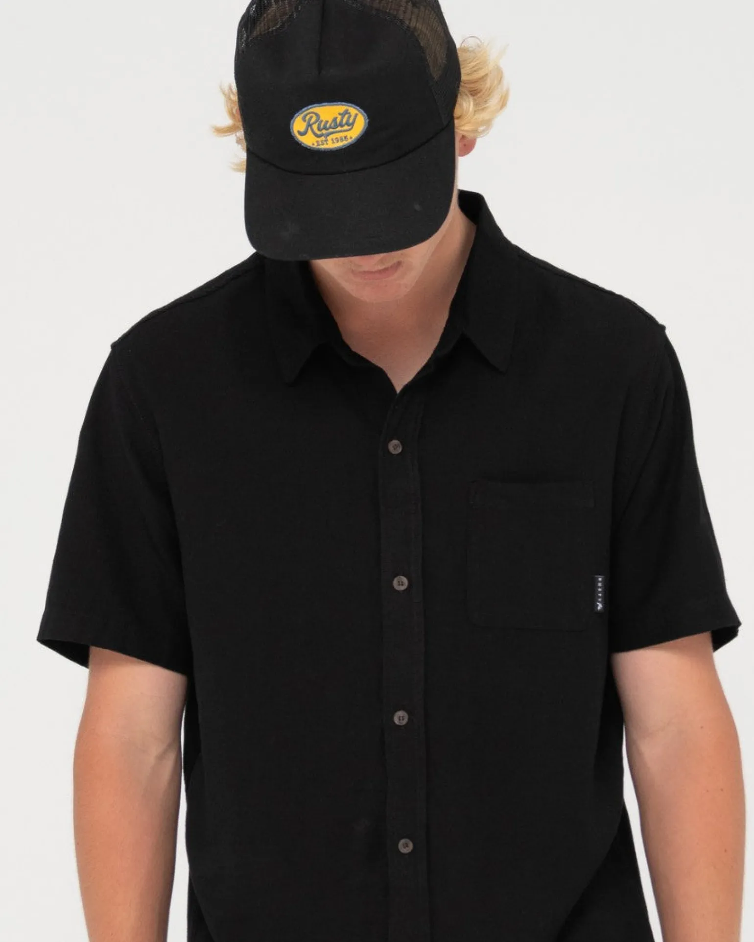 Overtone Short Sleeve Linen Shirt | Rusty Best