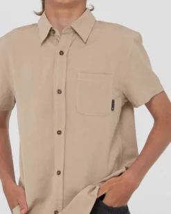 Overtone Short Sleeve Linen Shirt Boys | Rusty Flash Sale