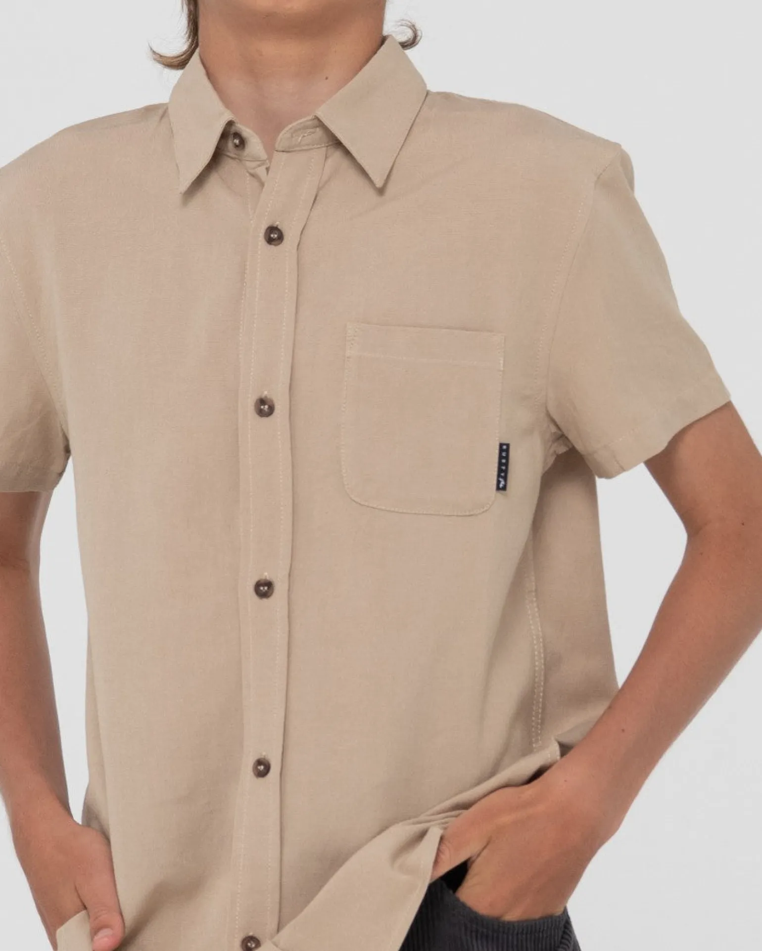 Overtone Short Sleeve Linen Shirt Boys | Rusty Flash Sale